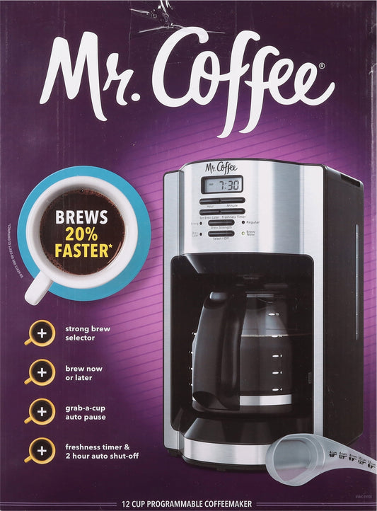 Mr. Coffee - 12-Cup Coffee Maker with Rapid Brew System - Stainless Steel
