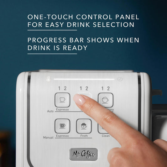 Mr. Coffee® One-Touch CoffeeHouse+ Espresso, Cappuccino, and Latte Maker, White