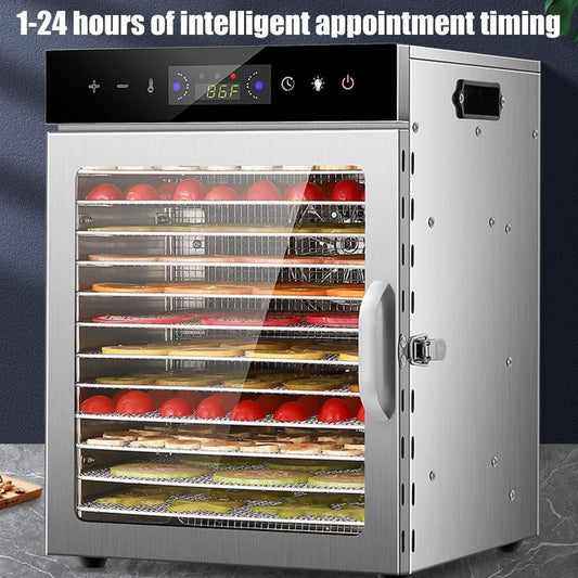 Mulaxen Food Dehydrator Machine (12 Stainless Steel Trays) Digital Adjustable Timer | Temperature Control | Keep Warm Function | Dryer for Jerky, Herb, Meat, Beef, Fruit and To Dry Vegetables