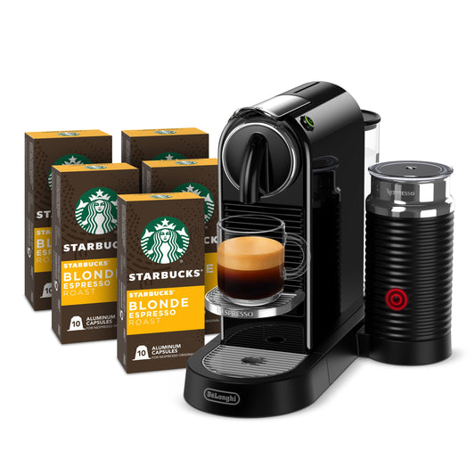 Nespresso Bundle, CitiZ&Milk Espresso Machine and Starbucks Coffee Capsules, 50 Count