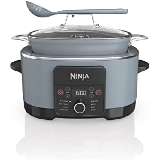 Ninja MC1001C Foodi PossibleCooker PRO 8.5 Quart Multi-Cooker, with 8-in-1 Slow Cooker, Dutch Oven, Steamer & More, Glass Lid & Integrated Spoon, Nonstick, Oven Safe Pot to 500°F, Sea Salt Gray