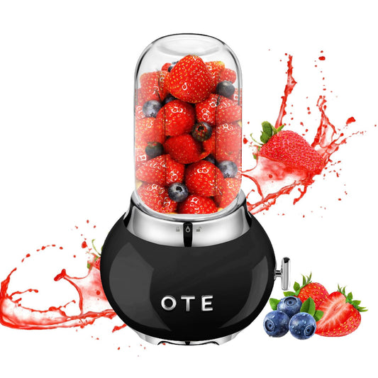 OTE Blenders for Kitchen, Blender for Shakes and Smoothie with 14 OZ High Boron Glass Container To-Go Cups 400ml, BPA Free, 20000r/m, Removable Blade Personal Portable Blender -Black C101