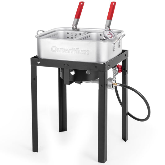 OuterMust 58,000 Propane BTU Fish Fryer, Outdoor Deep Fryer Ideal for Cooking Seafood, Chicken Wings, French Fries