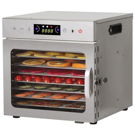 Panana Food Dehydrator for Jerky, Fruit, Meat, Beef, Herbs, 6/8/12/18-Tray Full Stainless Steel Dehydrator Machine, LED Display, Adjustable Timer, Temperature Control, Overheat Protection (8-Trays)