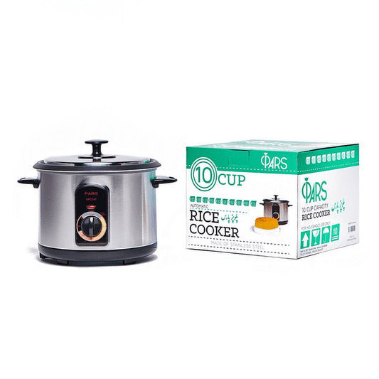 Pars 10-Cup Electric Rice Cooker, Silver - Built-in Timer