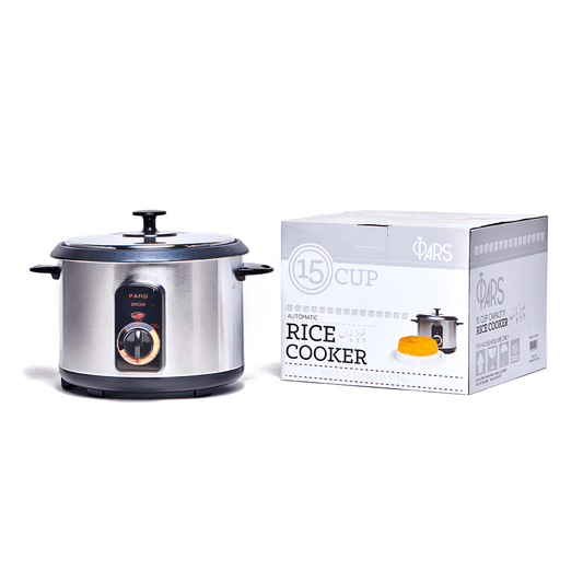Pars Persian 15 Cup Stainless Steel Automatic Electric Steamed Rice Cooker Maker