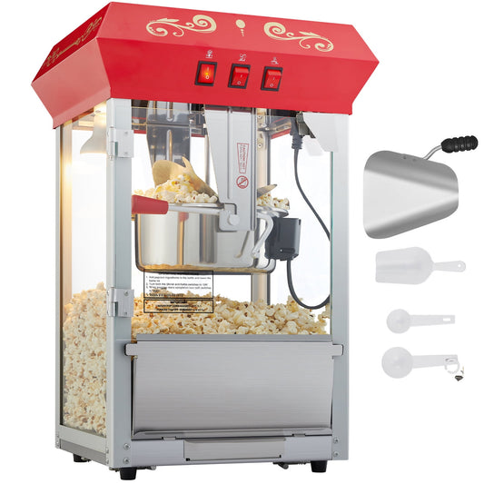 Popcorn Popper Machine 8 Oz Countertop Popcorn Maker 850W 48 Cups Red Movie