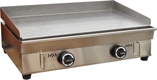 PreAsion Commercial LPG Gas Grill Griddle Countertop Flat Top Cooking Griddle Grill BBQ Teppanyaki Grill with Adjustable Temperature Control 2800Pa Stainless Steel