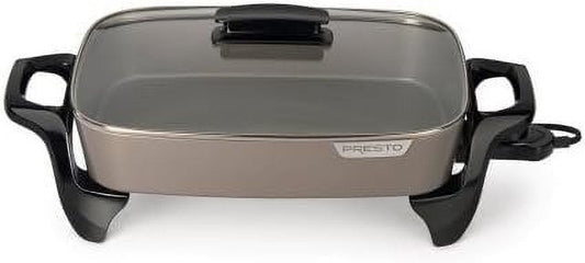 Presto 16-inch Ceramic Glass Cover Electric Skillet, 16 inch, Gray