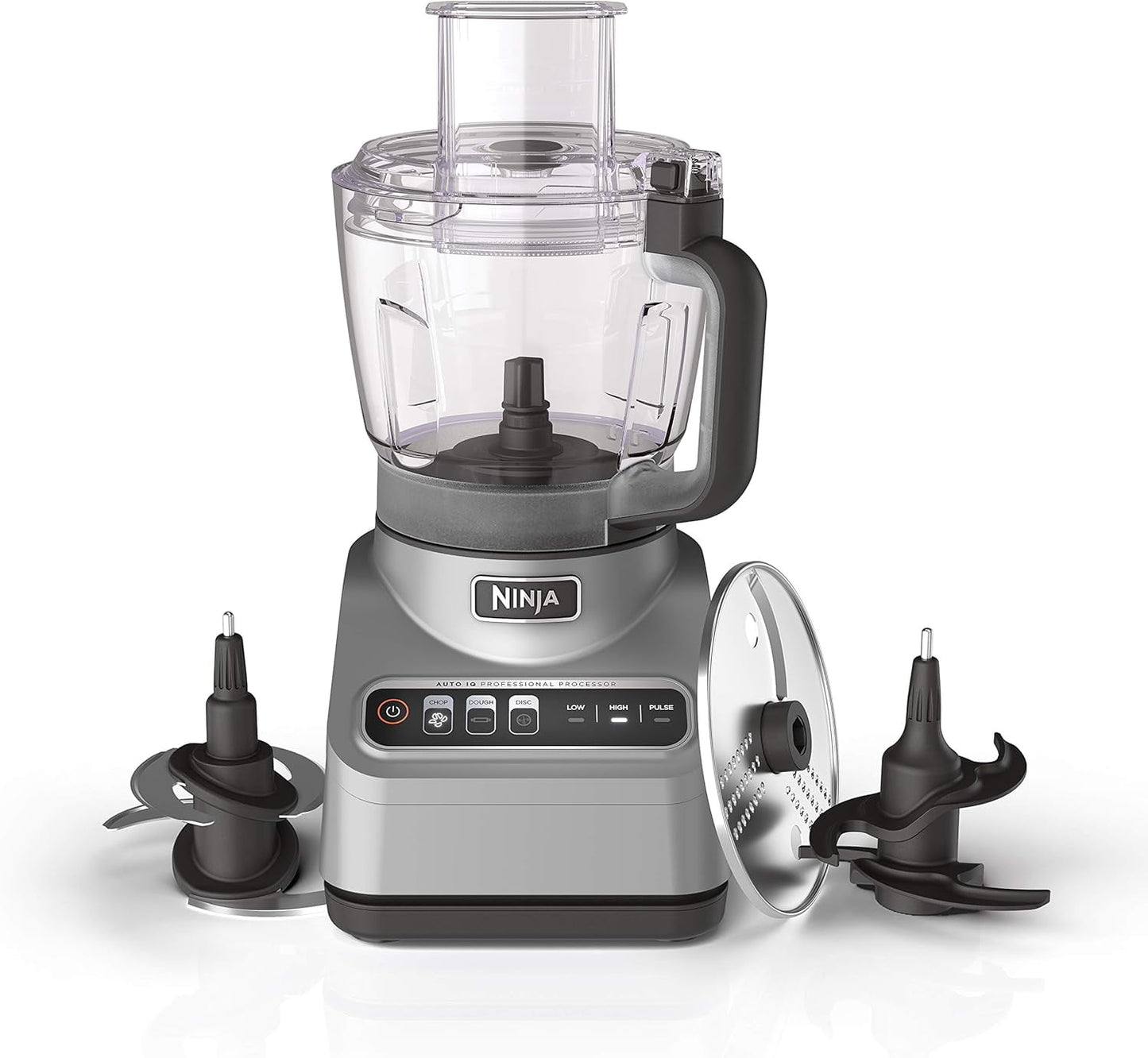 Restored Ninja BN600 Professional Plus Food Processor, 850 Watts, 3 Functions for Chopping, Slicing & Dough with 9-Cup Processor Bowl, 3 Blades, Food Chute & Pusher, Silver (Refurbished)