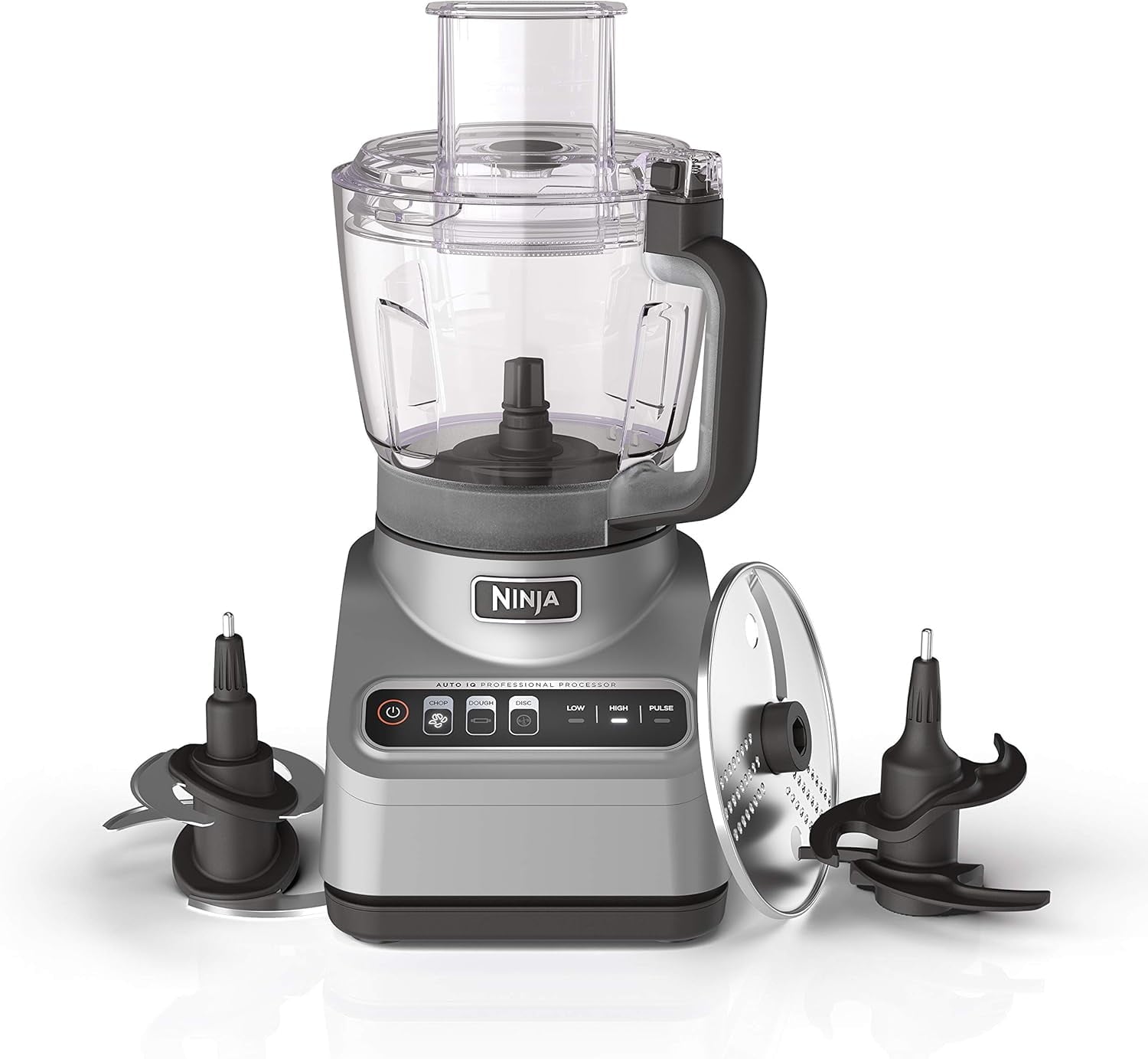 Restored Ninja BN600 Professional Plus Food Processor, 850 Watts, 3 Functions for Chopping, Slicing & Dough with 9-Cup Processor Bowl, 3 Blades, Food Chute & Pusher, Silver (Refurbished)