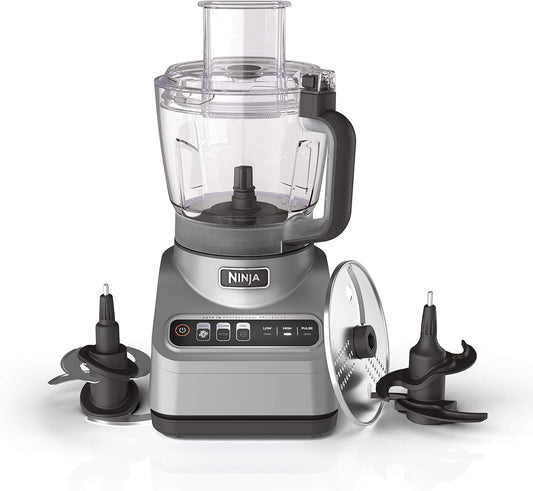 Restored Ninja BN600 Professional Plus Food Processor, 850 Watts, 3 Functions for Chopping, Slicing & Dough with 9-Cup Processor Bowl, 3 Blades, Food Chute & Pusher, Silver (Refurbished)