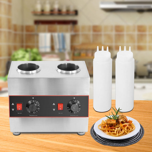 SHZICMY 2 Bottles Commercial Electric Warmer Butter Sauce Dispenser Sauce Warmer Pump