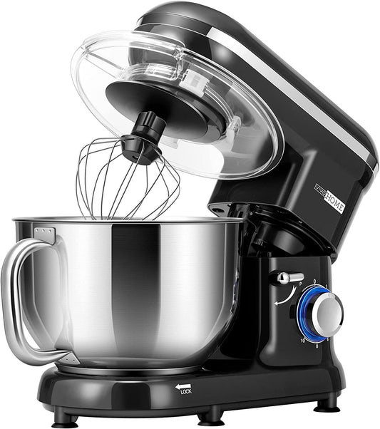 SPECSTAR Stand Mixer, 650W 10 Speed 6 Quart Tilt-Head Kitchen Electric Food Mixer with Beater, Dough Hook and Wire Whip, Black