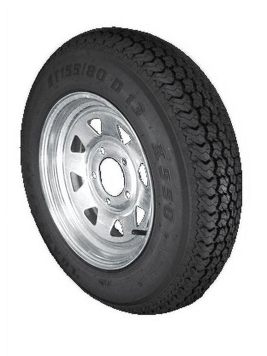 ST155/80D13 Kenda Loadstar Trailer Tire LRC on 5 Bolt Galvanized Spoke Wheel