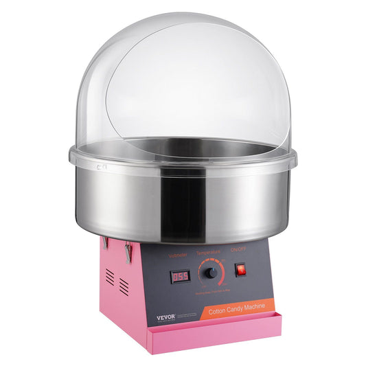 STAWAY Commercial Electric Cotton Candy Machine - Adjustable Temp Control, Stainless Steel Bowl & Cover - Ideal for Kids' Parties, Family Gatherings & Festivals - 6 Cones/Minute (Pink)