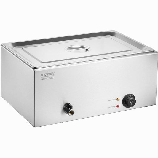 STAWAY Electric Food Warmer Buffet - 19Qt Bain Marie with Fast Heating, Adjustable Temp 86-185°F, Stainless Steel for Cafeteria & Outdoor Parties