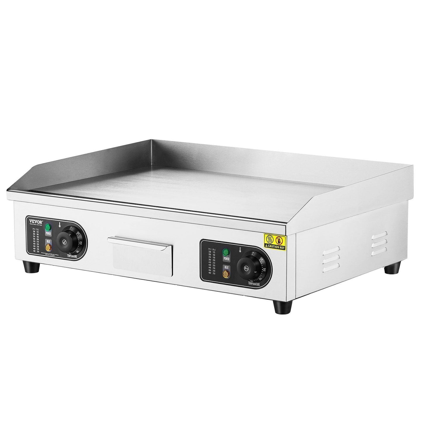 STAWAY Electric Griddle - 2800W Countertop Grill for Pancakes, Bacon, Burgers, Adjustable Temp 122°F-572°F, Stainless Steel Surface, Includes 2 Shovels & Brushes