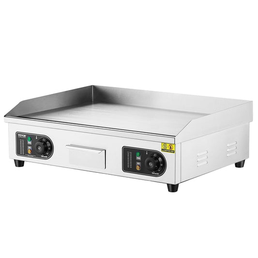 STAWAY Electric Griddle - 2800W Countertop Grill for Pancakes, Bacon, Burgers, Adjustable Temp 122°F-572°F, Stainless Steel Surface, Includes 2 Shovels & Brushes