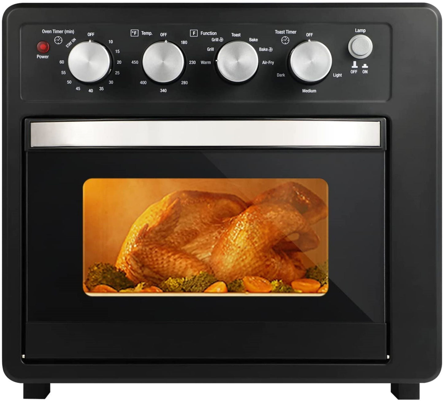Simple Deluxe Toaster Oven Air Fryer Combo with Dehydrator-25L Large Capacity-Matte Stainless-Black
