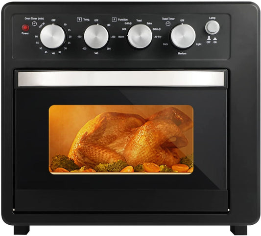 Simple Deluxe Toaster Oven Air Fryer Combo with Dehydrator-25L Large Capacity-Matte Stainless-Black