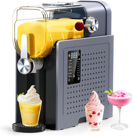 Slushy Machine for Home - 88oz Frozen Drink Maker, 2 In 1 Soft Serve Ice Cream & Slushie Machine with LED Display, No Ice Needed, 6 Preset Programs for Frozen Margaritas, Frappe, Smoothie, Milkshake