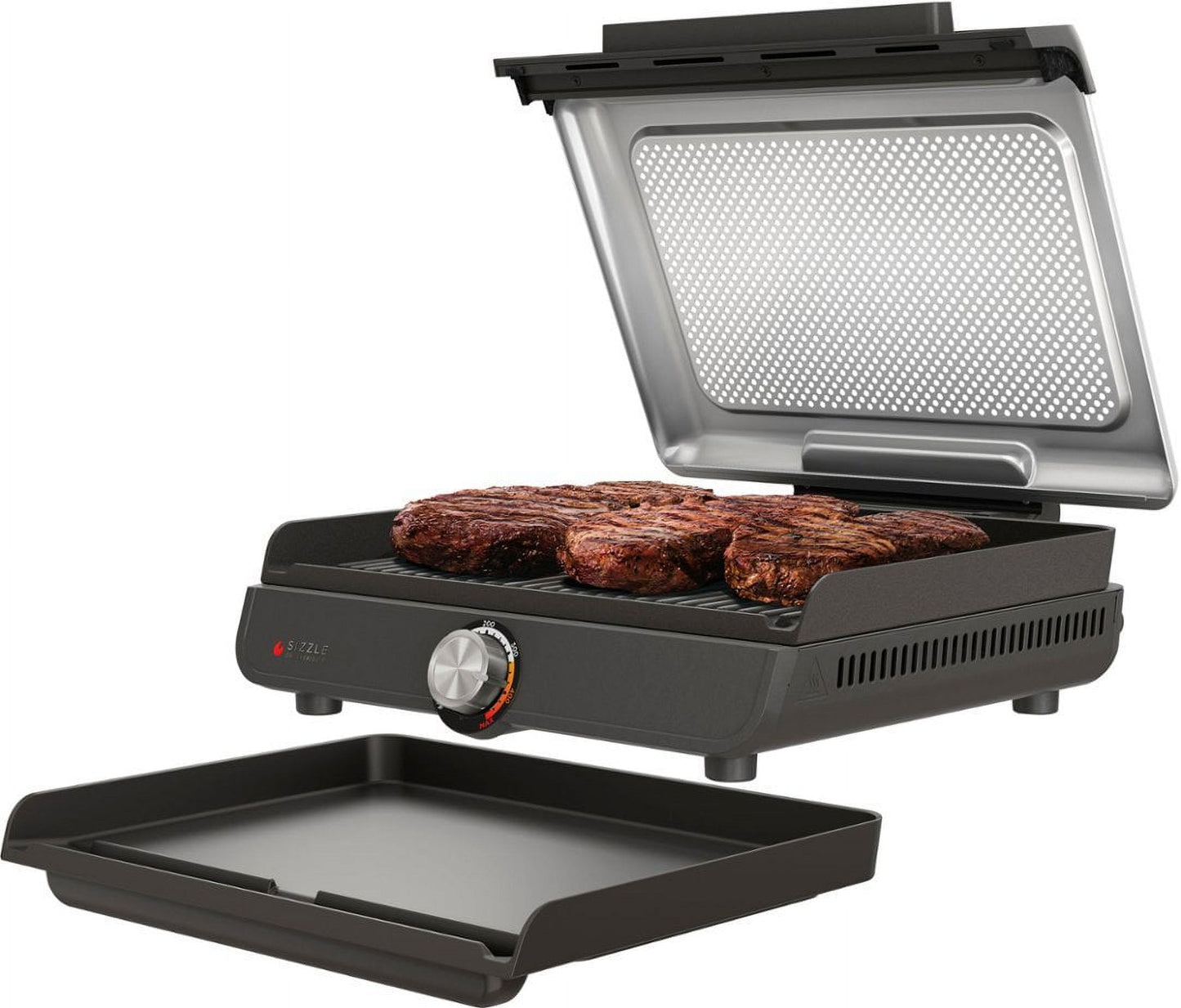 Smokeless Countertop Indoor Grill & Griddle with Interchangeable Grill and Griddle Plates - Gray/Silver