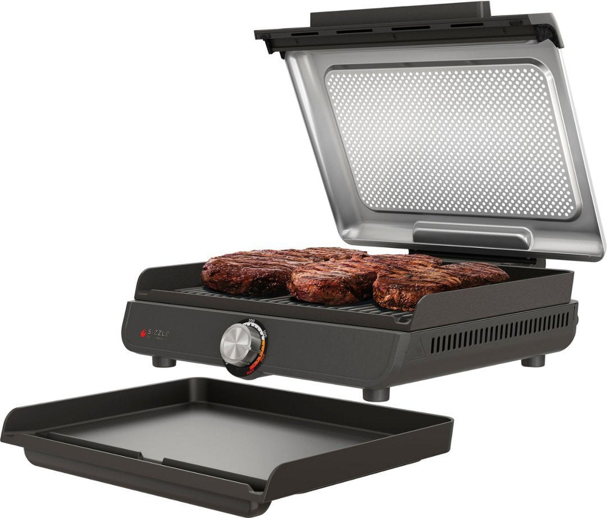 Smokeless Countertop Indoor Grill & Griddle with Interchangeable Grill and Griddle Plates - Gray/Silver