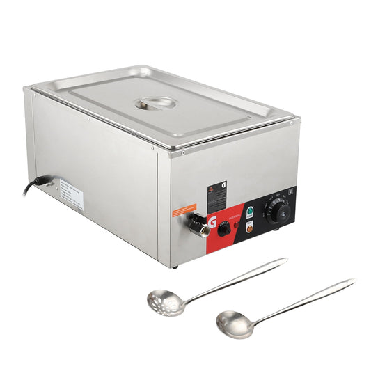 Aoile 20Qt Single Pan Electric Countertop Food Warmer Buffet Server in Stainless Steel with Adjustable Temp