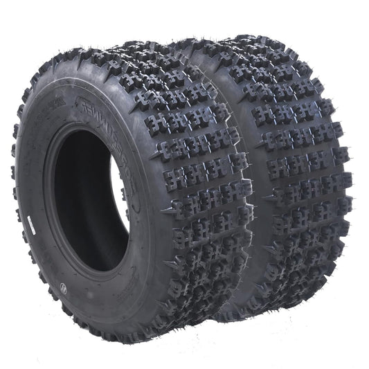 Telyswee 2 Pack 20x10-10 ATV Tires, 4PR All Terrain 20x10-10 TL ATV UTV Trail Sand Mud Off-Road Tires, Tubeless, Black
