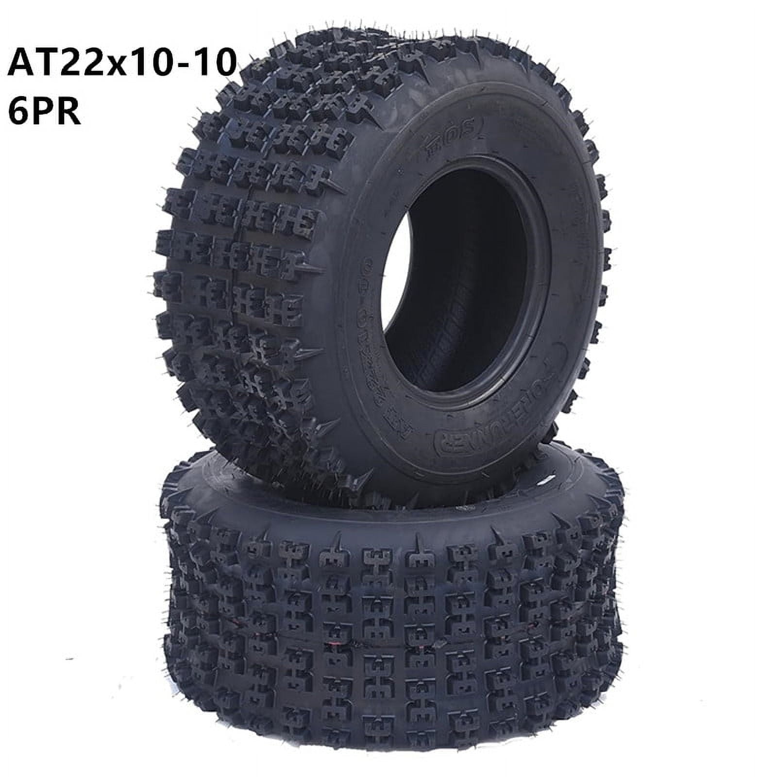 Telyswee 2 Pack 22x10-10 ATV Tires 6 Ply All Terrain Rear Tires 22x10-10 6PR TL ATV UTV Trail Sand Mud Off-Road Tires Tubeless EOS Black