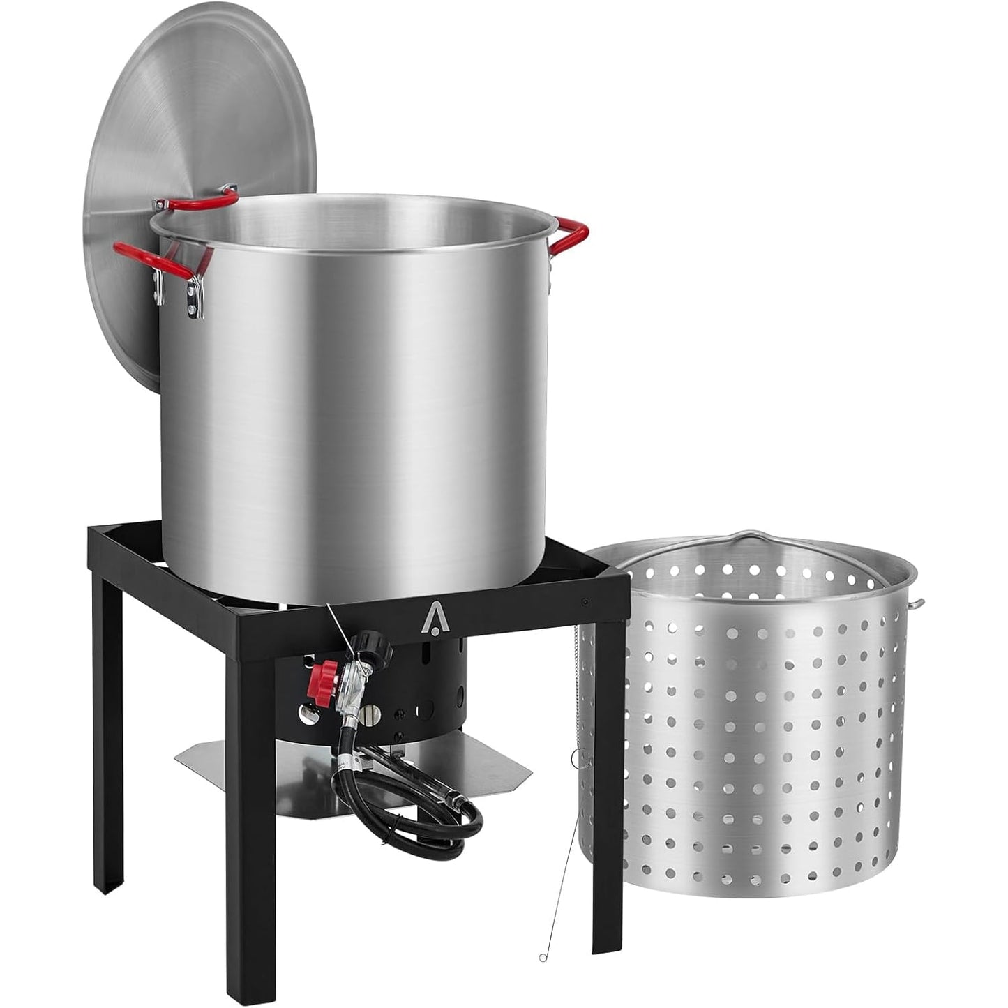 Telyswee 80QT Seafood Boil Pot,11,0000 BTU Aluminum Outdoor Seafood Boil Kit, Seafood Boil Pot with Strainer Basket, Propane Stove Burner for Outdoor Cooking Seafood Shrimp, Crab, Crawfish