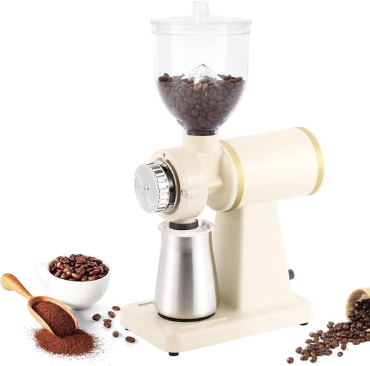 Trumoontree Electric Coffee Bean Grinder 250G Commercial&Home Milling Grinding Machine 200W Automatic Burr Grinder Professional Miller 8 Fine - Coarse Grind Size Settings White