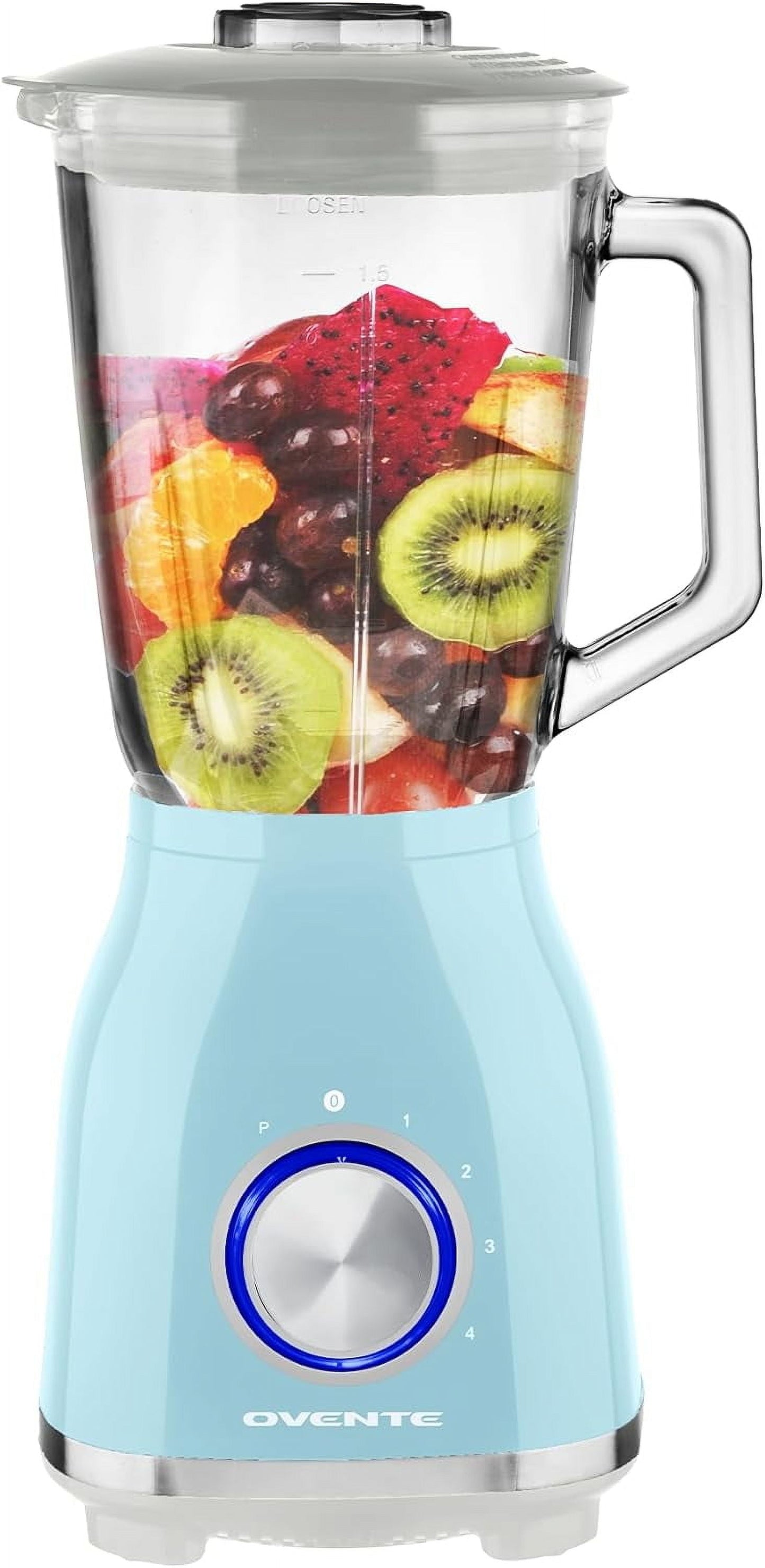 Unbranded Countertop Blender for Shakes and Smoothies with 550W Motor, 50 Oz Glass Jar and Adjustable 4 Speed Settings Ideal for Frozen Fruit Drinks, Puree, Ice Crush, Sauces and More, Blue BLH2604LB