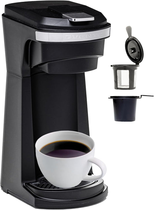 Unbranded Single Serve Coffee Maker with One-Touch Control and Reusable Filter, Instant Brewing Machine for Ground Coffee or Capsule, 14 Oz One Cup Coffee Brewer Ideal for Home or Office, Black CMK42