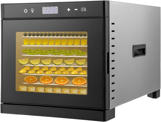 Upgraded Dehydrators for Food and Jerky, 700W Dehydrated Dryer, 8/6 Stainless Steel Trays Dryer Machine, 24H Timer, 167 °F Temperature Control for Meat, Herbs, Fruit, Yogurt (8 Trays)