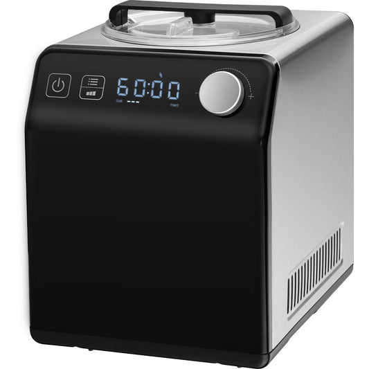 Upright Automatic Ice Cream Maker with Built-in Compressor, 2 Quart No Pre-freezing Fruit Yogurt Machine, Stainless Steel Electric Sorbet Maker, 4 Modes Gelato Maker with Digital Display & Timer