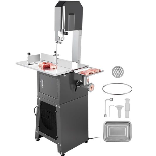 VEVOR Commercial Electric Meat Bandsaw, 550W Stainless Steel Vertical Bone Sawing Machine, 19.1"x15" Workbench, 7.09 Inch Cutting Thickness, Frozen Meat Cutter with Blade for Rib Pork Beef