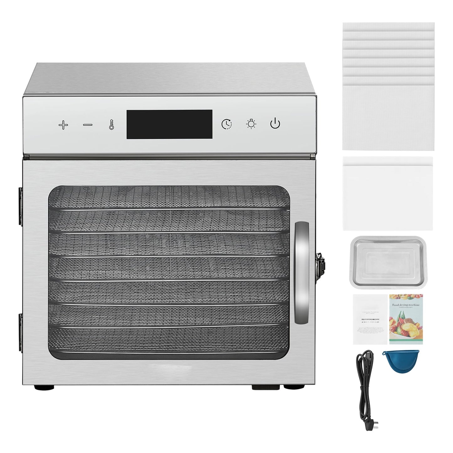 BENTISM Food Dehydrator Stainless Steel 8 Trays Jerky Digital Control with Timer Temperature Control Fruit Meat Vegetable Tea Commercial Dehydrator Safety Heat Proof Handle