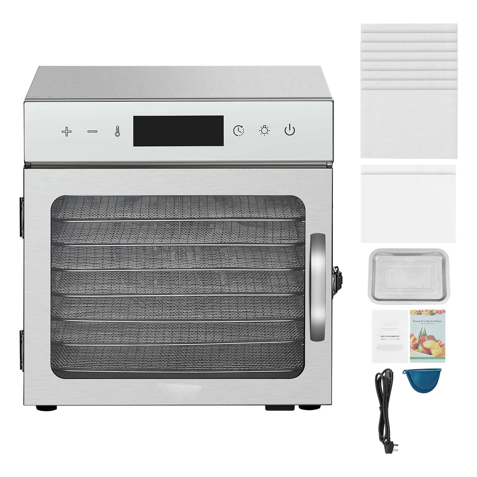 BENTISM Food Dehydrator Stainless Steel 8 Trays Jerky Digital Control with Timer Temperature Control Fruit Meat Vegetable Tea Commercial Dehydrator Safety Heat Proof Handle