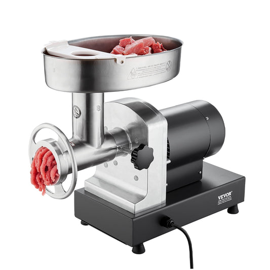 VEVOR Meat Grinder, 6 Lbs/Min Capacity Electric Meat Grinders with Blade, Grinding Plate, Sausage Maker, Stainless Steel Commercial Meat Mincer for Kitchen Restaurant Butcher Store