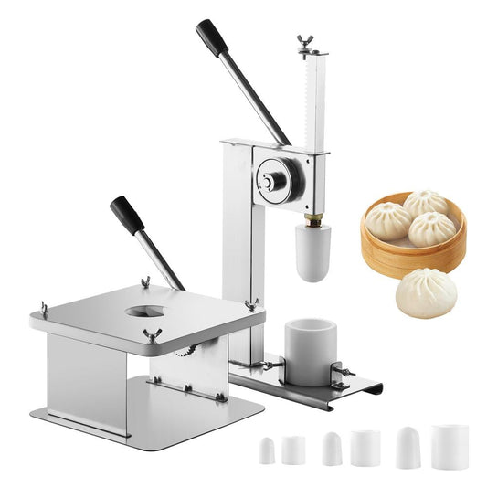 WAASOSCON Stainless Steel Semi-Automatic Baozi Maker with 3 Molds for Home/Commercial, Evenly Pressed Bun Maker & Food Processor