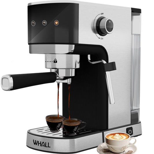 ​WHALL Touchscreen Espresso Machine 20 Bar, Espresso Coffee Maker with Milk Frother Steam Wand, Stainless Steel Coffee Machine with Removable Water Tank​