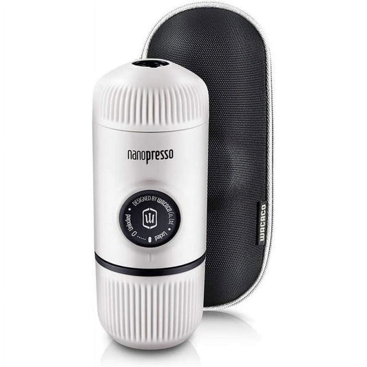 Wacaco Nanopresso Portable Espresso Maker  with Case, Travel Coffee Maker, Perfect for Camping, Travel (New Elements Chill White）