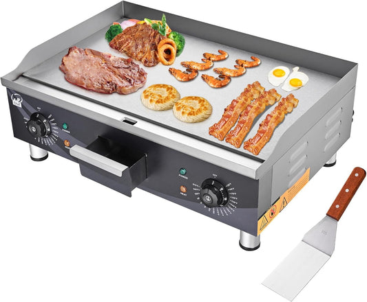 WeChef 24"  Griddle 3500W Electric Countertop Griddle Non-Stick Flat Stainless Steel Adjustable Restaurant Grill Temperature Control 120°F-575°F