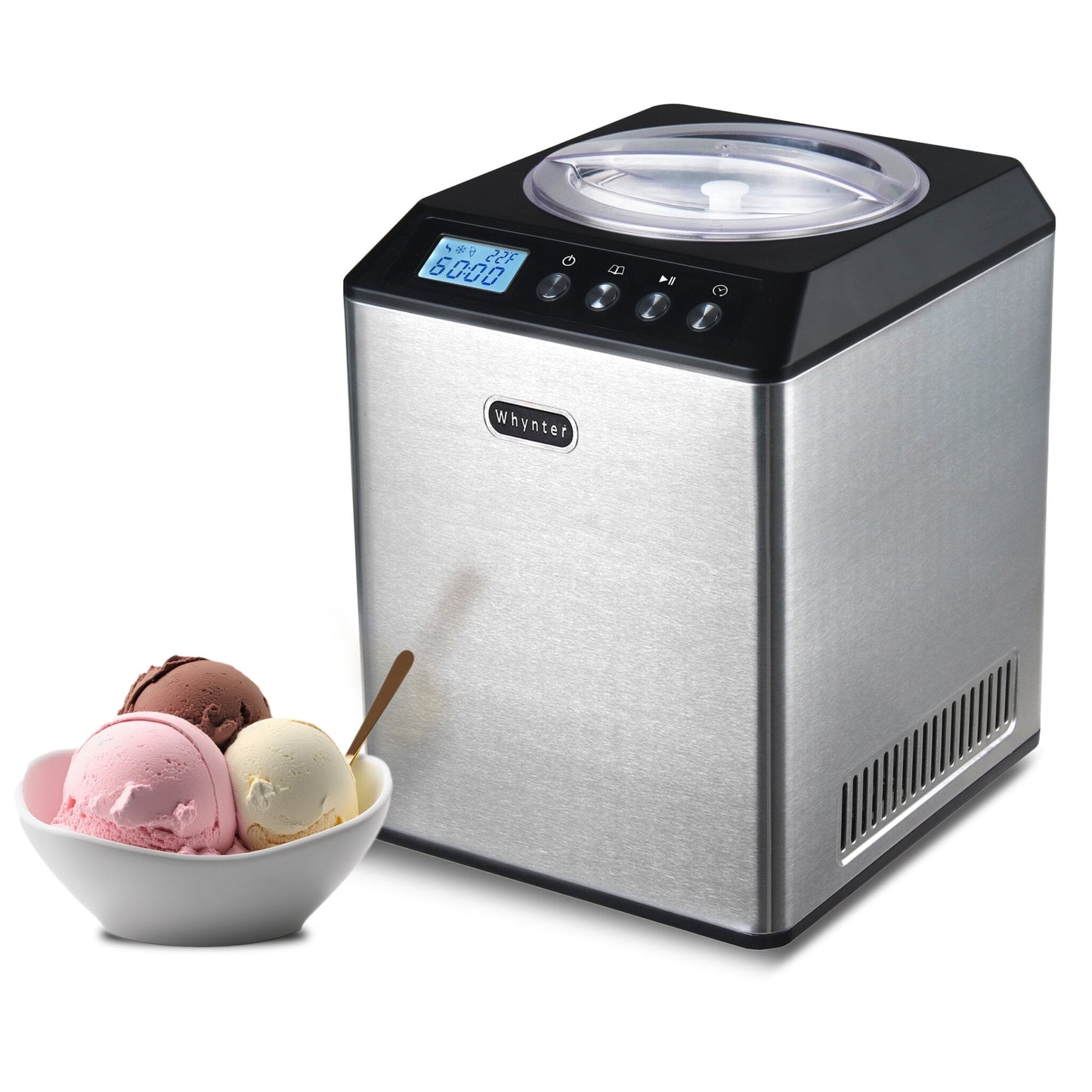 Whynter 2.1 Quart Upright Ice Cream Maker with Stainless Steel Bowl