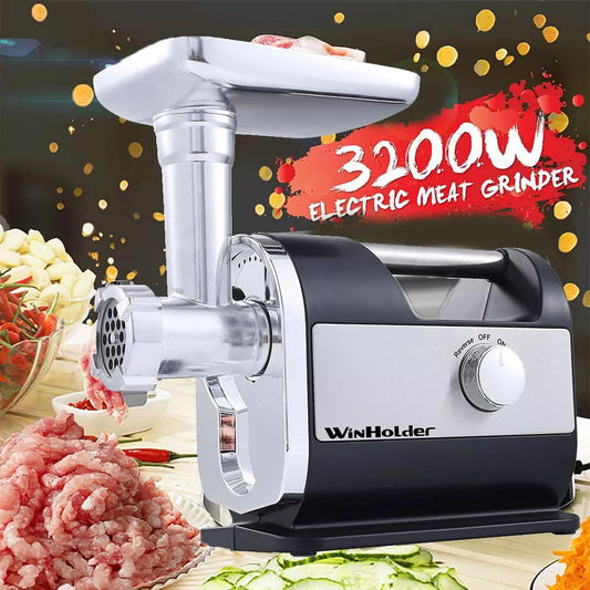 WinHolder 3200W Heavy Duty Commercial Electric Meat Grinder Sausage Maker Mincer Stuffer 4Plates