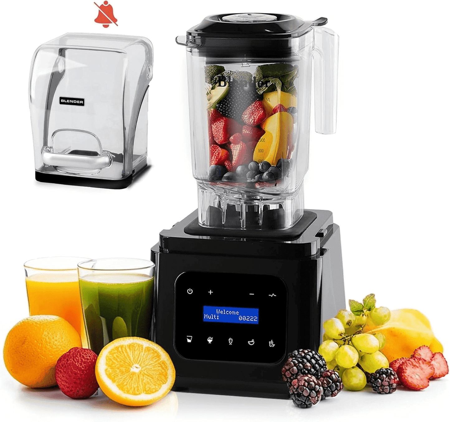 YRWTO Quiet Pro Blender: 61oz,BPA-Free, Auto-Clean, 6 Presets for Smoothies & Ice Crush,1700W