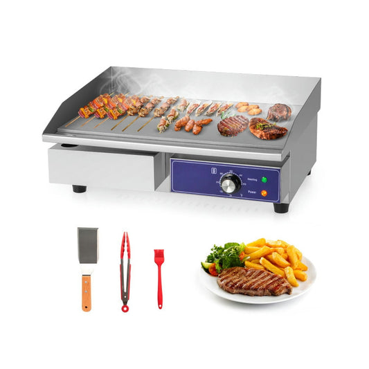 Yardi Yard 22 Inch Countertop Electric Griddle 2000W 110V Commercial Stainless Steel Grill, Commercial Electric Griddle, Countertop Electric Griddle, Silver