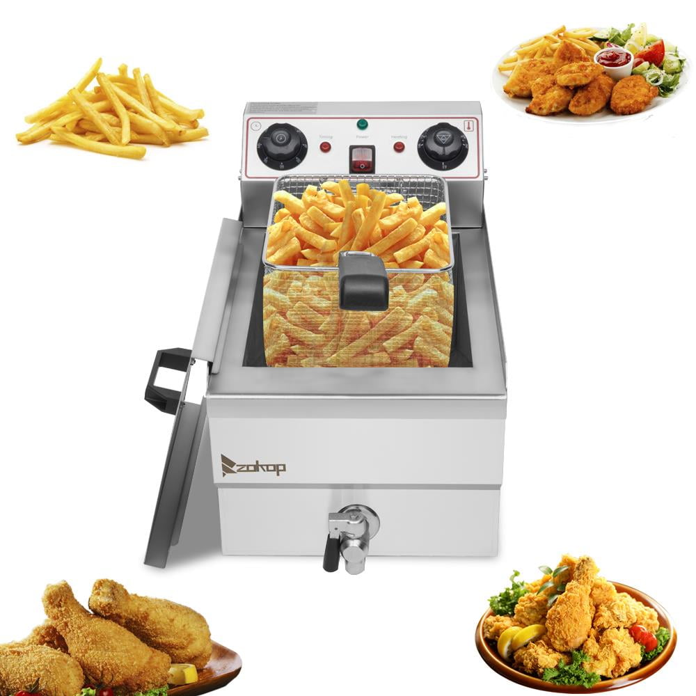 Zimtown 6L/12L Commercial Electric Countertop Stainless Steel Deep Fryer Basket French Fry Restaurant Home